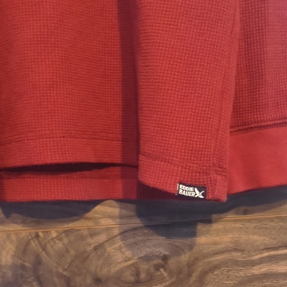 Eddie Bauer - Thermal 3 Button Long Sleeve Shirt Maroon Dark Red - Picture 5 of 6